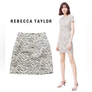 Rebecca Taylor La Vie Ziger Zebra Striped Denim Skirt in Cream Combo Size 27